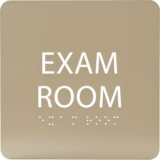 ADA CENTRAL SIGNS - 6" X6" Exam Room Sign - ADA Compliant Tactile Graphics Grade 2 Braille Text Acrylic Wall Signs - Educational Institution Directional Assistance Test Center Door Sign for Schools