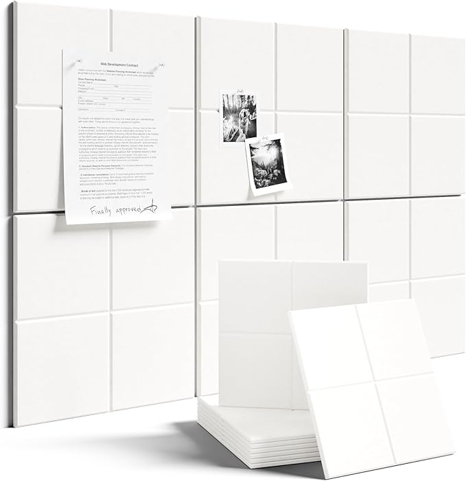 Fluxynara Large Felt Bulletin Board 36" x 24"Cork Board Alternative-6 Pack with 40 Safe Removable Adhesive Tabs, Cork Boards for Walls Cork Board for Home Office Classroom Pin Board-Milky White