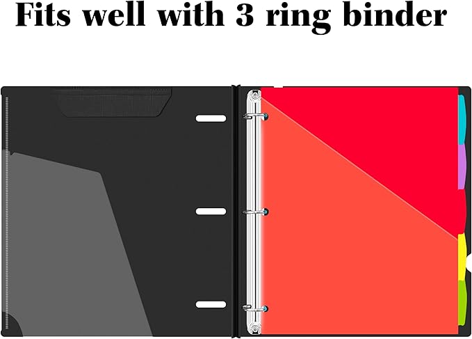 INFUN 1 Inch Telescoping 3 Ring Binder - 12 PCS-Black, Flexible Binders with Customizable Front Cover and Clear Catalog Pocket,1 inch Binders 3 Ring, 225 Sheet Capacity