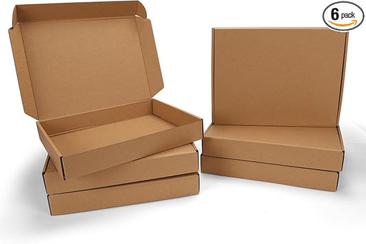 PHAREGE 13x10x2 inch Shipping Boxes 6 Pack Brown, Tab Lock Tuck Top Mailer Boxes for Packaging Small Business, Medium Cardboard Gift Boxes for Wrapping Mailing Present