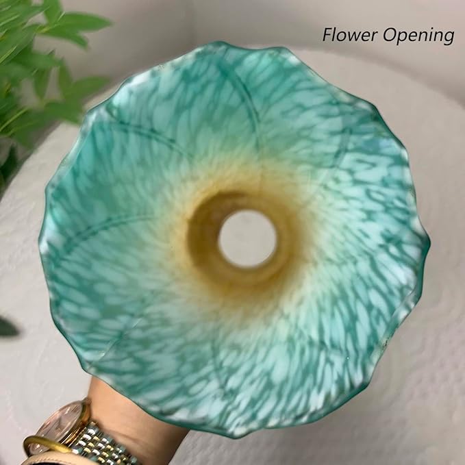 Bieye LS17 Lily Flower Blown Glass Lampshade (Yellow Cyan, Opening I.D. 1.26" x O.D. 1.5")