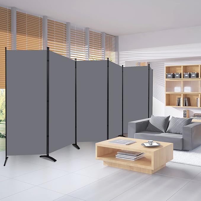 Room Divider 6FT Folding Privacy Screens, 6 Panel Partition Room Dividers w/Freestanding Design, Portable Wall Divider for Room Separtation, Fabric Screen Panel Separator for Home Office School