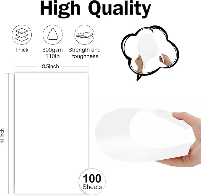 Legal Size Cardstock 8.5x14 White, Goefun Card Stock 110lb Premium Heavy Cardstock Paper 100 Sheets, Thick Printer Paper for Arts and Crafts, Posters, Brochures, Menus, Cards, Covers