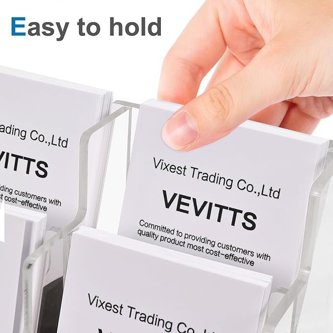 Vevitts Vertical Business Card Holder, Acrylic Business Card Display, Clear Desktop Business Card Stand for Exhibition, Home & Office Clear 3 Tiers 12 Slots