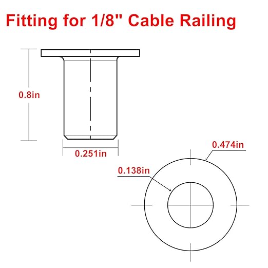 BLIKA 80 Pack Black Stainless Steel Protector Sleeves for 1/8" Deck Cable Railing, for Wood/Composite Posts, T316 Marine Grade, Black Cable Railing Protector Sleeves
