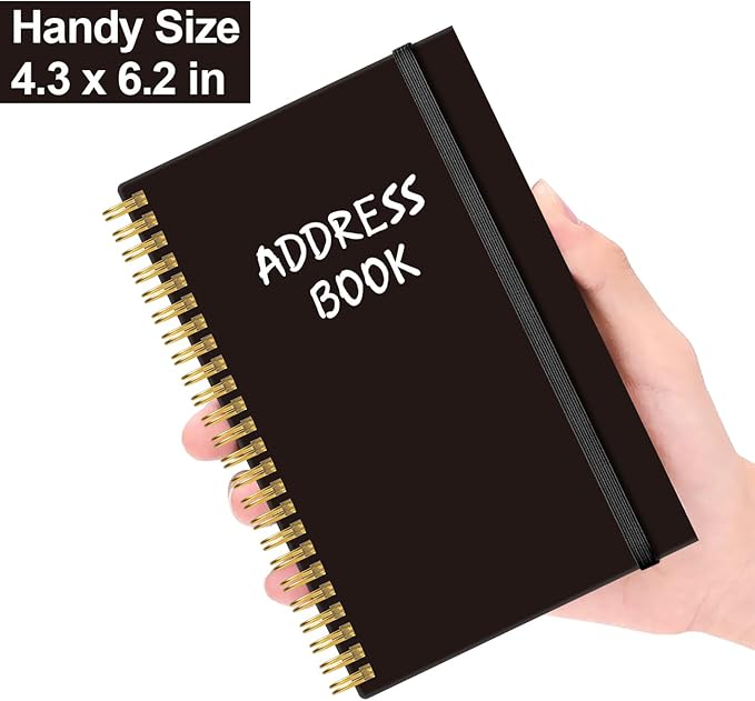 Address Book with Alphabetical Tabs - Telephone & Address Book with Address Contacts, Special Date, Phone, Birthday & Internet Login Password for Home and Office, 4.3" x 6.2", Black