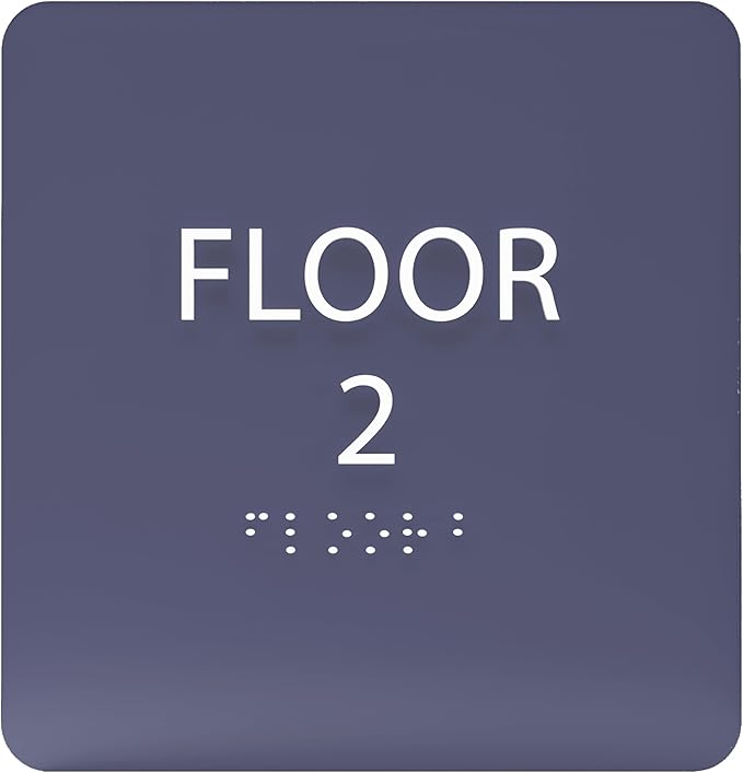 Navy ADA Floor 2 Sign with Braille – Made from Durable Acrylic and Ready to Mount