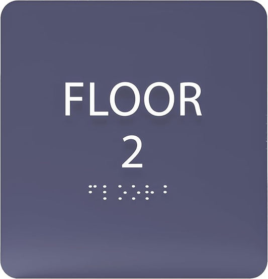 Navy ADA Floor 2 Sign with Braille – Made from Durable Acrylic and Ready to Mount