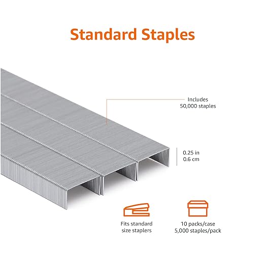 Amazon Basics Standard Stapler Staples, 500,000 Count (100 Packs of 5000), Silver