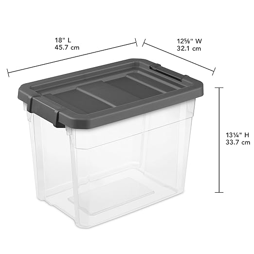 Sterilite 18-Pack Modular Stacker Box, Durable Clear Plastic Storage Bins with Latching Lids, 30 Quart - Stackable Organizing Container Boxes for Closet, Bathroom, and Office