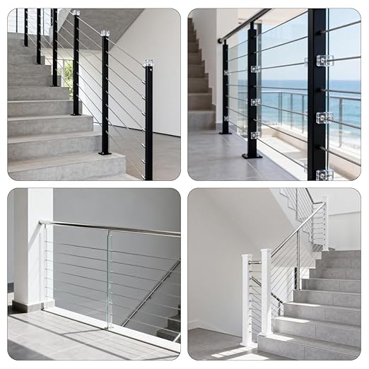 200 Pack Cable Railing Protector Sleeves,T316 Stainless Steel Protective Sleeves for 1/8" 5/32" or 3/16" Deck Cable Railing | Wood/Composite Posts/DIY Balustrade