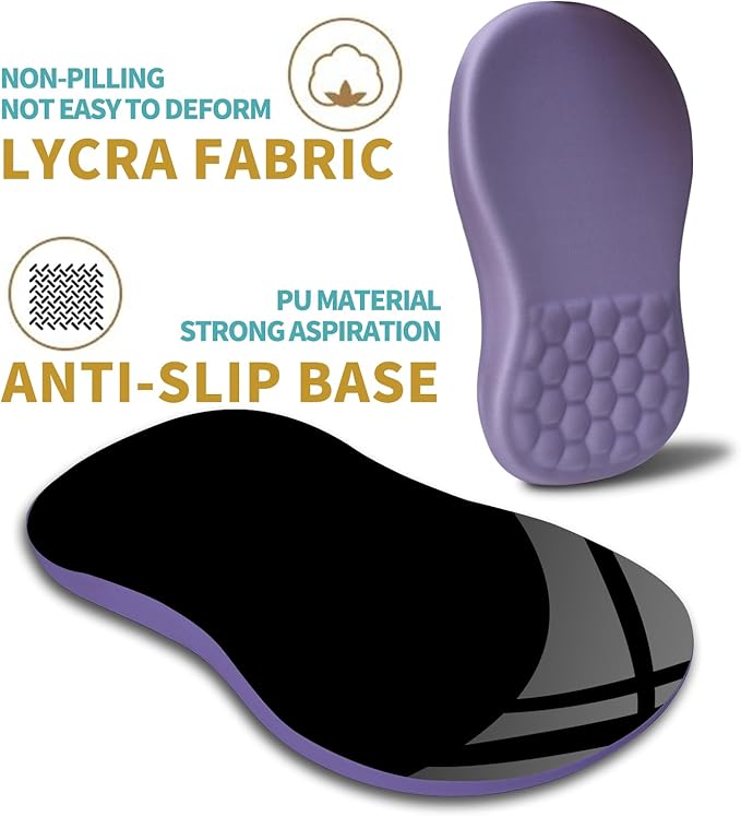 Hokafenle Ergonomic Mouse Pad Wrist Support with Massage Design, Wrist Rest Pain Relief Mousepad with Memory Foam&Non-Slip PU Base, Mouse Pads for Wireless Mouse & Desk (12x8 inch,Lavender)
