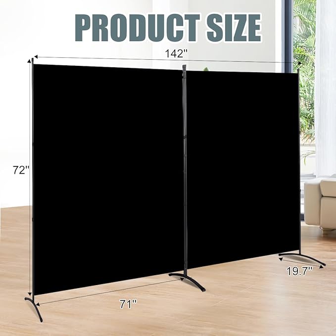 Room Divider 2 Panel Large Privacy Screens, 142''x72''H Upgraded Room Divider Wall for Room Partitions, Tall 6FT Partition Room Dividers Screen Panel for Bedroom Office School, Portable Partition Wall