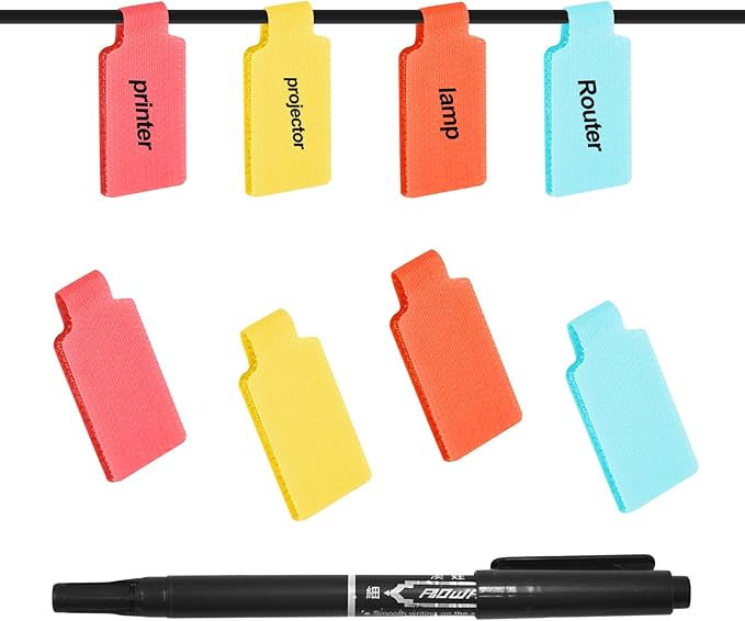 SZ.haitun 40 Pack Cable Labels Tags, Multi-Color Write On Wire Cord Tags and Charger Labels Waterproof for Cable Management and Identification Electronics (Rectangular)