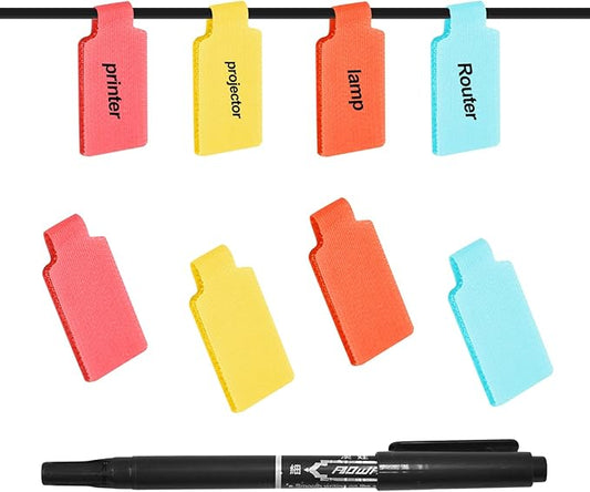 SZ.haitun 40 Pack Cable Labels Tags, Multi-Color Write On Wire Cord Tags and Charger Labels Waterproof for Cable Management and Identification Electronics (Rectangular)