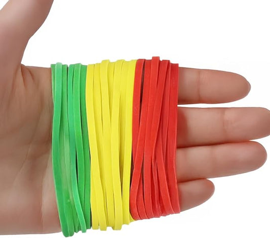 Bilinny Rubber Bands - Size 33 - Standard Office Supplies - Thick Rubber Bands - 300 Colorful Bands (Green, Red, Yellow) - 1/2 Lb - Made in USA