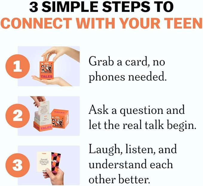 TALES Conversation Cards, Teens Edition 150 Count, Fun Family Games for Teens, Perfect for Dinners, Road Trips, Classrooms & Game Nights, Gifts & Gatherings, Conversation Starters to Spark Creativity