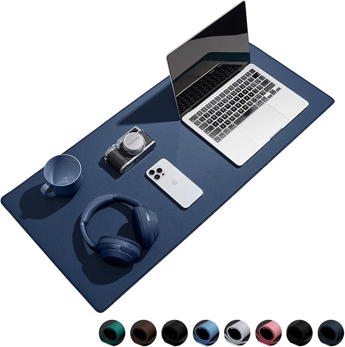 Reniteco Waterproof Large Gaming Mouse Pad with Durable Stitched Edges, Non-Slip Rubber Base, Grainy Jacquard Mouse Mat Desk Pad for Home Office Gaming, 27.6"x11.8"x0.12", Matte Navy Blue