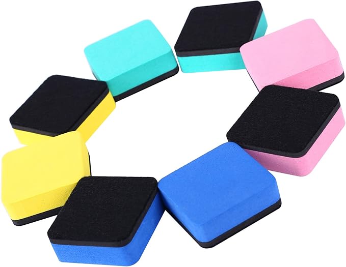 Dry Erase Erasers, 48 Pack Magnetic Whiteboard Eraser Chalkboard Eraser Dry Eraser for Classroom Office and Home (48pcs 4Colours)