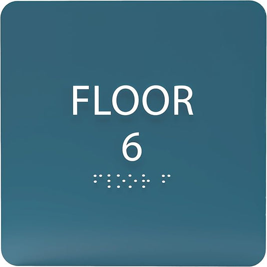 ADA CENTRAL SIGNS - 6" X6" Floor 6 Sign - ADA Compliant Tactile Graphics Grade 2 Braille Text Acrylic Wall Signs - Directional Assistance, Floor Number Safety Sign for Office, school Hospital, Apartment