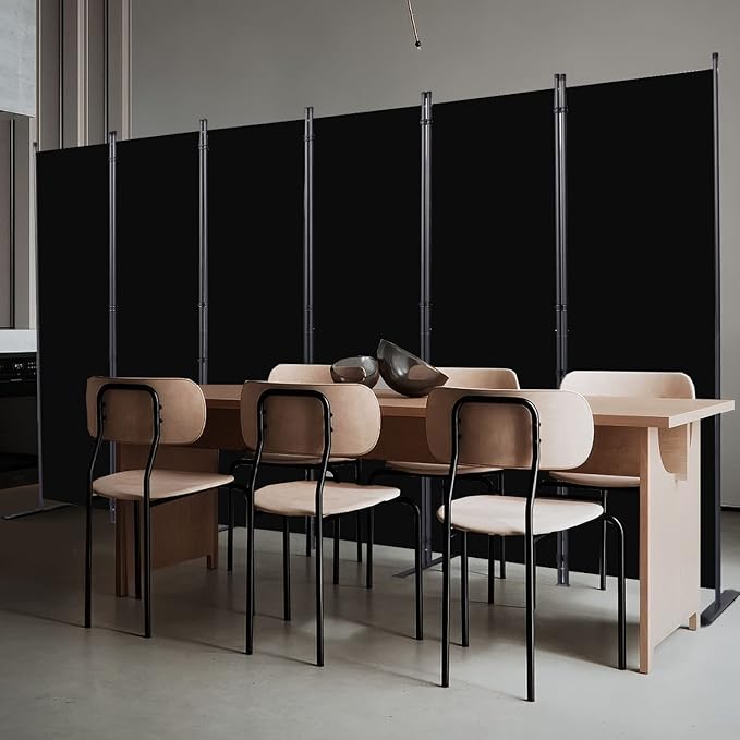 CHOSENM Room Divider, 6 Panel Folding Privacy Screens with Wider Support Feet, 6 Ft Portable Room Partition for Room Separator, 132" W X 71" H, Black