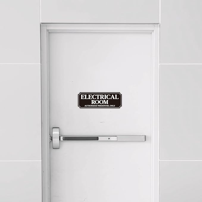 Electrical Room Door Sign for Business，Self-Adhesive Durable Modern Electrical Closet Room Sticker for Home, UV and Weather Resistant Authorized Personnel Only Signs for Business ，Workplace