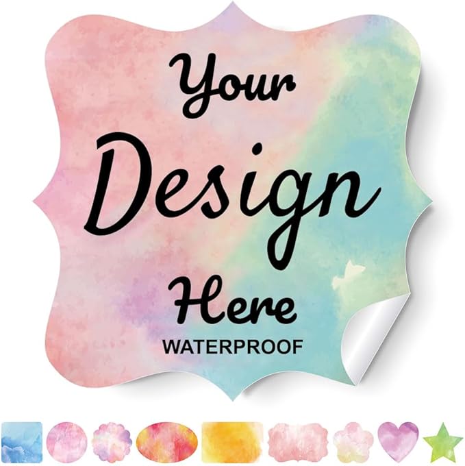 AHEADGOODS Custom Stickers - Personalized Labels with Fancy Frame, 100 Labels (Vinyl, Waterproof, Outdoor Use)