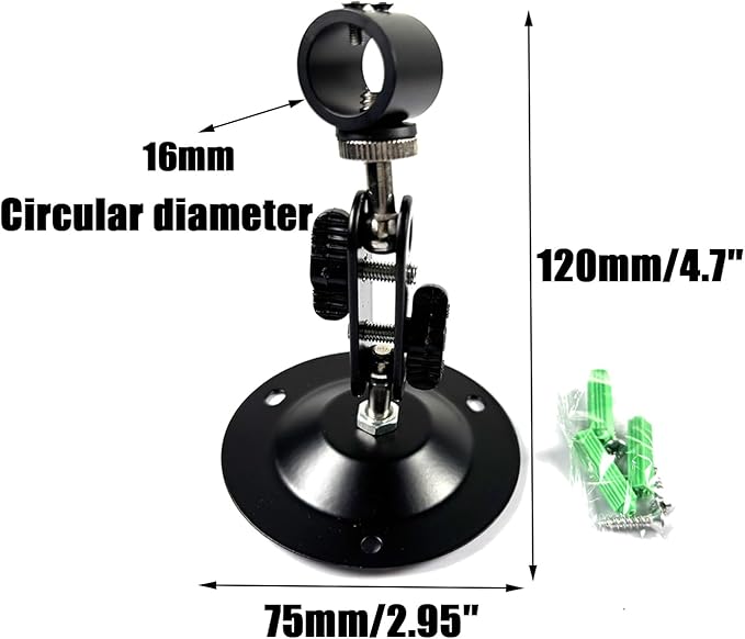 16mm Laser Positioning Bracket, 360-Degree Adjustable, Black Alumina, 12 x 7.5CM, 10-Pack