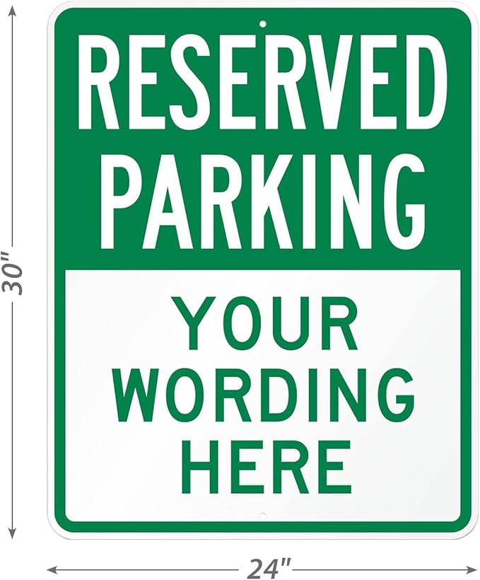 SmartSign 30 x 24 inch Custom “Reserved Parking” Metal Sign - Add Text, 80 mil Laminated Rustproof Aluminum, Green and White, Made in USA