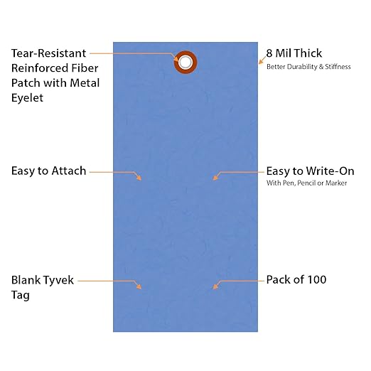 SmartSign (Pack of 100) Blue Blank Tyvek Shipping Tags with Metal Eyelets, 6.25 x 3.125 Inches, Size #8, 8 mil Thick, Durable for Shipping, Inventory, and Color Coding