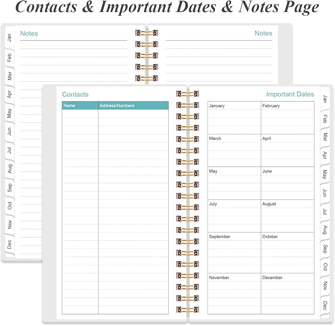 2026 Pocket Planner/Calendar - 2026 Planner from January 2026 - December 2026, Planner 2026 with 12 Tabs, Twin-Wire Binding, Inner Pocket, 3.75" x 6.75, Rose Flower