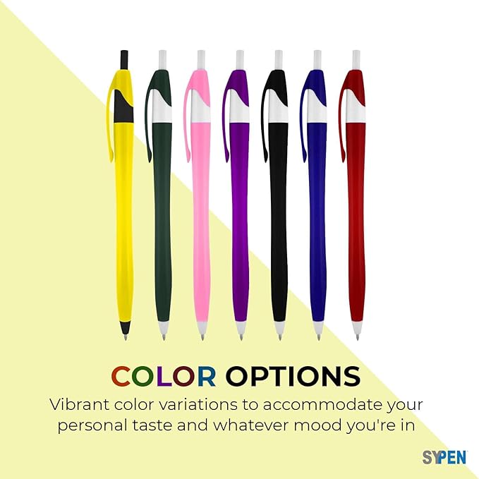 SyPen Personalized Pens With your Custom Logo or Text-1000 Pack Bulk-for Businesses, Parties, and Events, Custom Printed Slim Ballpoint Click Pens, Green Barrel Color, Black Ink