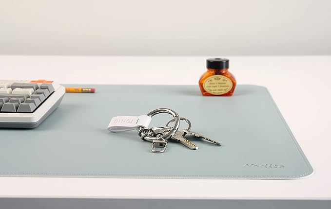 NODITO Dual-Sided Leather Desk Pad,Blotter for Laptop Computer,Mouse Pad,Writing,Drawing,Arts and Craft Mat (17"x24", Blue/Silver)