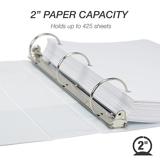 Samsill Economy 2 Inch 3 Ring Binder Bulk Pallet, Made in The USA, Round Ring Binder, Customizable Clear View Cover, White, Pallet of 432 Binders in 36 Cartons