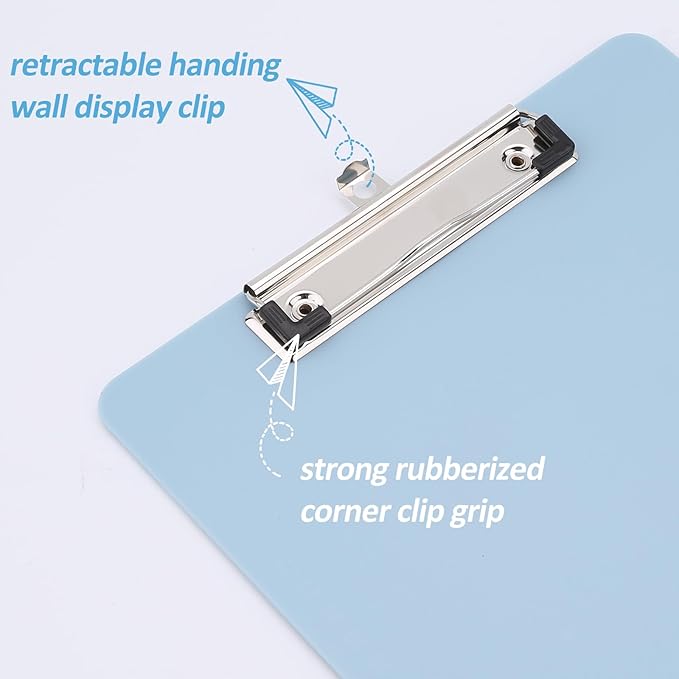 Principal Lines 16 Pack Plastic Clipboards with Low Profile Clip, Hanging Clipboards Bulk, Clip Boards 8.5x11 Holds 100 Sheets, A4 Letter Size Clipboard for Teacher, Students, Kids, School & Office