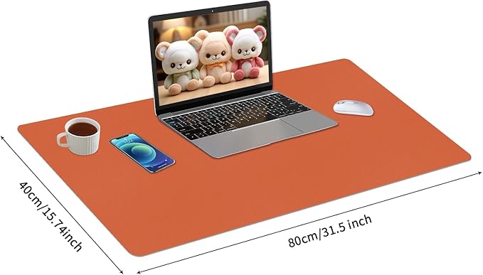 Bloss Orange Desk Mat 31.5"x15.7", Waterproof Large Desk Pad, Leather Desk Matt for Desktop, Computer Mat for Office/Home/Decor