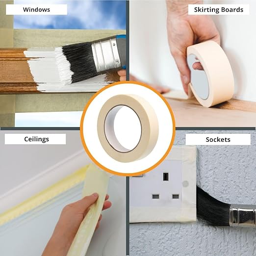 GTSE Masking Tape, 2 Rolls, 1 inch x 55 Yards (164 ft), Multi-Surface Adhesive Painting Tape, Perfect for Painting, Home, Office, School, Art, Crafts, Glass, Vinyl