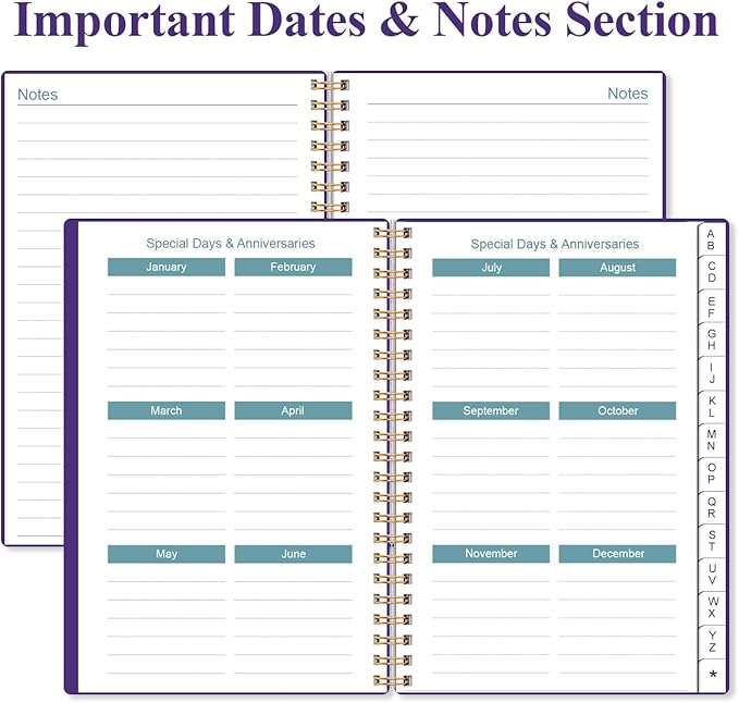 Address Book with Alphabetical Tabs - Telephone & Address Book with Address Contacts, Special Date, Phone, Birthday & Internet Login Password for Home and Office, 4.3" x 6.2", Purple