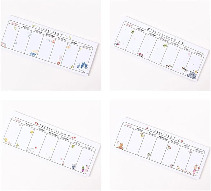 Weekly Organizer Long Strip Planner Notebook Pads Random Patterns for Goal Tasks Ideas Notes