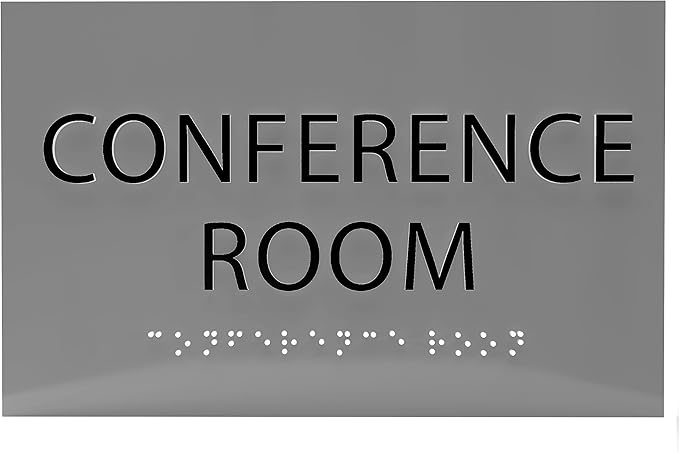 ADA CENTRAL SIGNS - 6" X4" Conference Room Sign - ADA Compliant Tactile Graphics Grade 2 Braille Text Privacy Sign | Wall Mount Plastic Meeting Signs For Schools, Hospitals, Offices, and Apartments