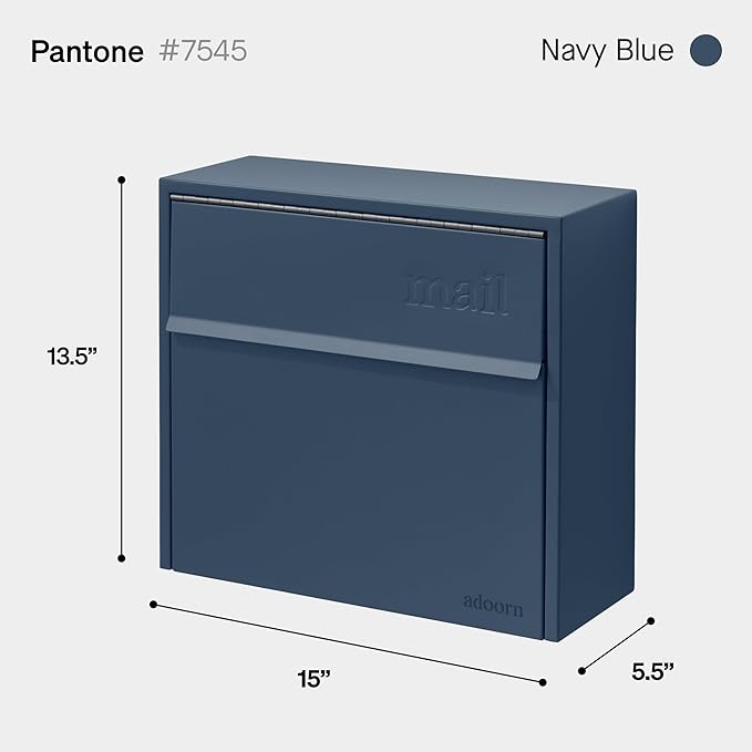 Wall Mount Mailbox - Small, Anti-Theft Locking Mailbox, Weatherproof Mailboxes for Outside The House, 13.5" H x 15" L x 5.5" D (Navy)