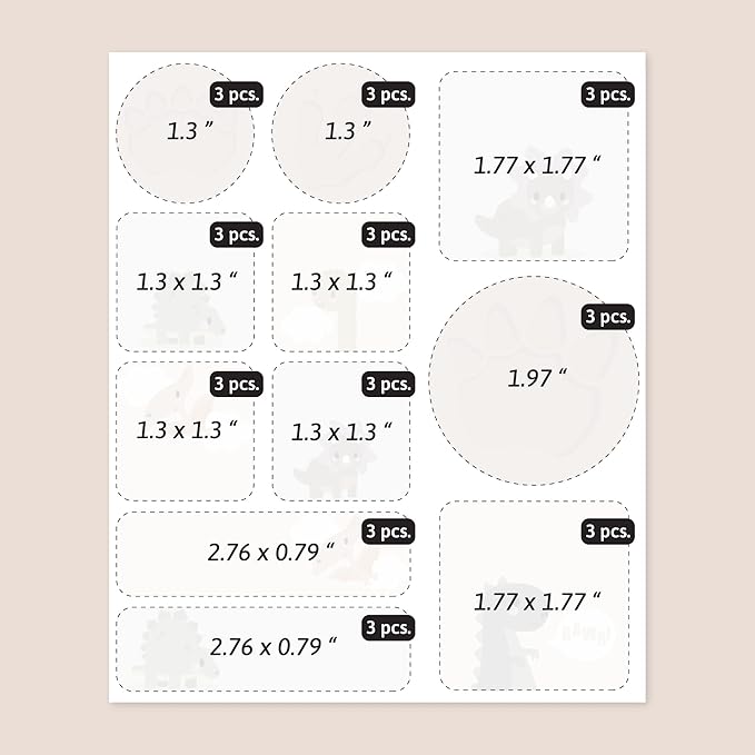 Large Name Labels for Kids (33) - Custom Stickers for Daycare and School Supplies - Durable, Waterproof Stickers for Water Bottles, Lunch Boxes, and More with Unique Designs - Dinosaur