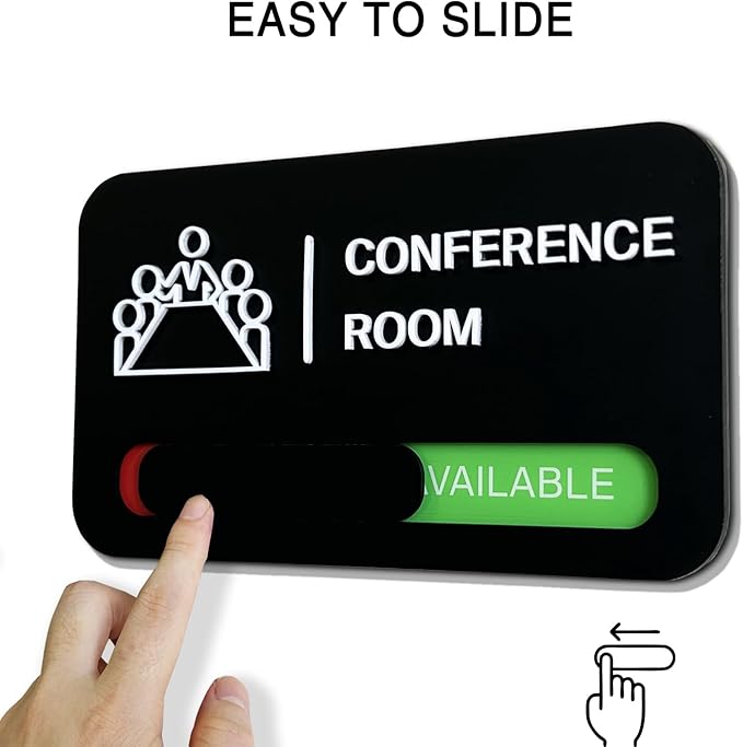 ANIWEY Acrylic Office Meeting Room Door Sign, 8.8 x 5.1 inches.Conference Room Signs, In use/Available Office Sign Black, Minimalist Style