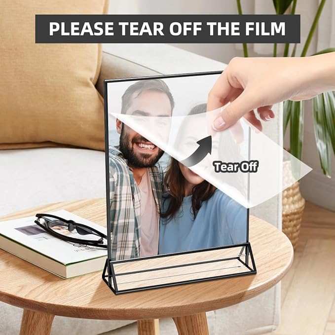 PPH-Sisy Acrylic Sign Holder 5x7 Display Stand, Clear and Stable Table Plastic Paper Holder, Acrylic Frames for Home Office Shop Photo Frames Exhibition Black (6pcs)