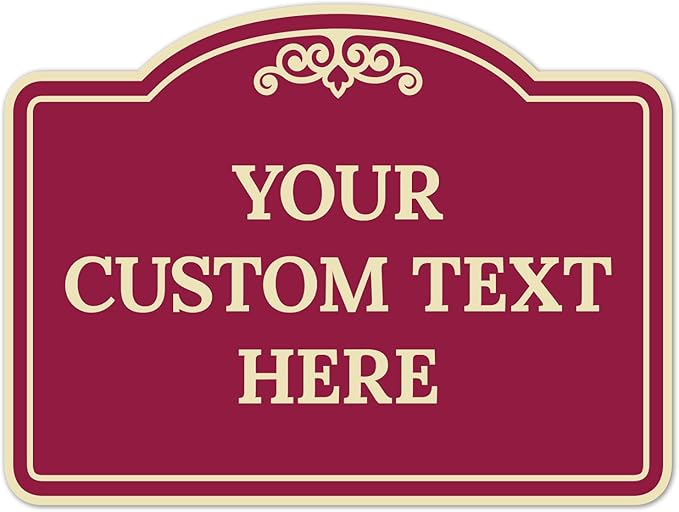 Custom Decorative Sign, Personalized Metal Sign for Driveway, Home, Airbnb, Door Plaque, Burgundy Background Sign, 18x24 Inches, ACM, Fade Resistant, Made in USA by Sigo Signs