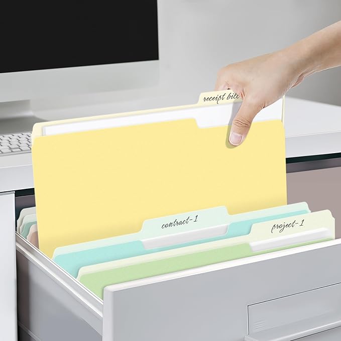 SUNEE File Folders, 30 Pack Manilla Folders 8.5 x 11, 10 Colors Folder Office Organization Home School Folders for Documents Files Paper