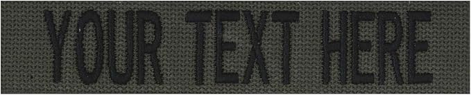 Custom Uniform Name Tapes Solid Colors. Olive Drab Webbing, 5 Inch Hook Fastener (Uniform Ready Fastener)