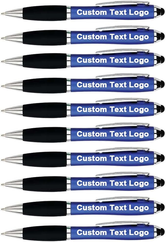 HEYZARDA Personalized Pens with Name Text Icon Logo Engraved for Business Office Custom Ballpoint Pen 50 100 Pcs Optional, Blue