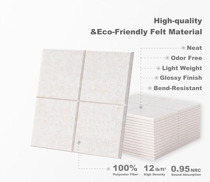 G Gamit Large Felt Wall Tiles Bulletin Board 59”x36”,Large Cork Board Alternative with 60 Pushpins, 15-Pack Felt Pin Board with 112 Safe Removable Adhesive Tabs for Home Office School (Oatmeal)