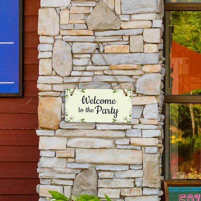 Signs ByLITA Magnolia White Personalized Hanging Wall or Door Sign (5 x 10") | Custom Signage for Your Home & Business